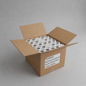 Caja de 100 rollos de 160 etiquetas adhesivas térmico 50x50mm TD blanco