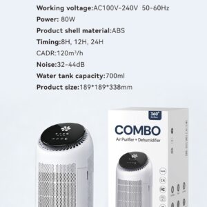 Purificador de aire A01 con deshumificador 2 en 1 hasta 25m2 con temporizador y modo sleep - Imagen 11