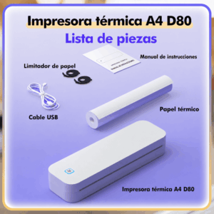 Impresora portátil térmica A4 210mm USB + Bluetooth modelo D80H 304dpi - Imagen 10