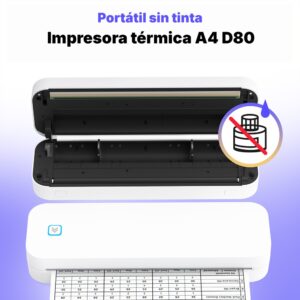 Impresora portátil térmica A4 210mm USB + Bluetooth modelo D80H 304dpi - Imagen 15
