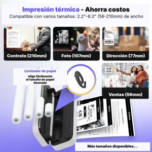 Impresora portátil térmica A4 210mm USB + Bluetooth modelo D80H 304dpi - Imagen 16