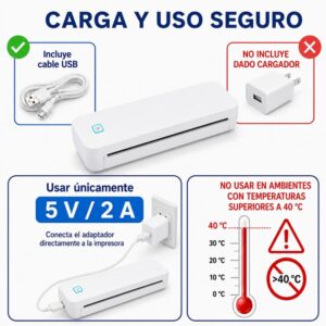 Impresora portátil térmica A4 para rollo/hoja suelta /plegable 210mm USB + Bluetooth D80H 304dpi LUCK JINGLE - Imagen 6