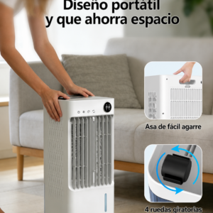 Enfriador de aire cooler 5L cubre 20m2 ventilador con panel digital táctil, control remoto y temporizador - Imagen 9