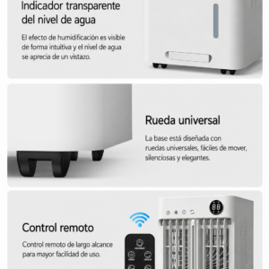 Enfriador de aire cooler 5L cubre 20m2 ventilador con panel digital táctil, control remoto y temporizador - Imagen 13