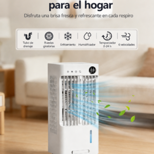 Enfriador de aire cooler 5L cubre 20m2 ventilador con panel digital táctil, control remoto y temporizador - Imagen 14