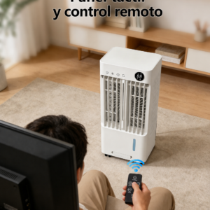 Enfriador de aire cooler 5L cubre 20m2 ventilador con panel digital táctil, control remoto y temporizador - Imagen 8