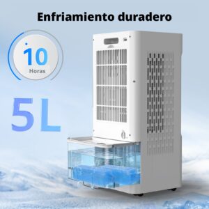 Enfriador de aire cooler 5L cubre 20m2 ventilador con panel digital táctil, control remoto y temporizador - Imagen 4