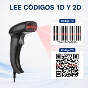 Lector escaner código de barras alámbrico USB HEROJE 2D 1D C1271 - Imagen 4