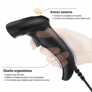 Lector escaner código de barras alámbrico USB HEROJE 2D 1D C1271 - Imagen 5