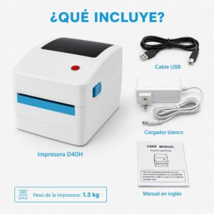 Impresora térmica de etiquetas adhesivas para códigos de barra D40H USB + Bluetooth - Imagen 3