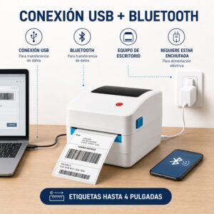 Impresora térmica de etiquetas adhesivas para códigos de barra D40H USB + Bluetooth - Imagen 4