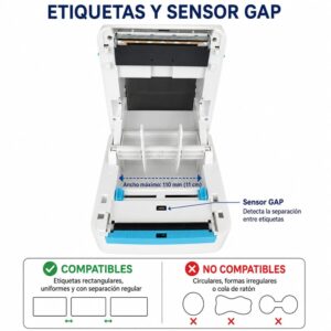 Impresora térmica de etiquetas adhesivas para códigos de barra D40H USB + Bluetooth - Imagen 6