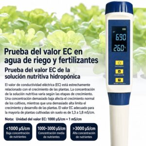 Medidor digital PH LY701 5 en1 PH EC TDS SAL. Temperatura - Imagen 3