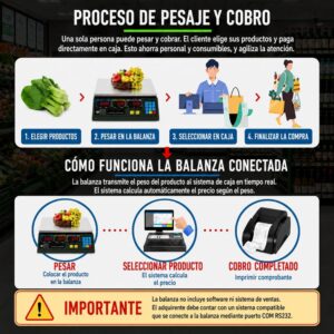 Balanza electrónica comercial de calculo mesa 30KG/10kg con conexión serial sin bateria - Imagen 5