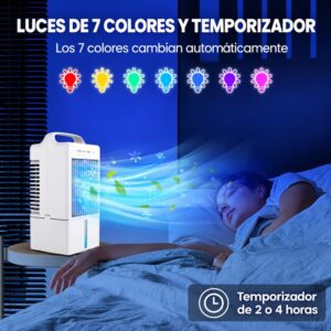Enfriador de aire cooler 900mL cubre 2m2 ventilador con panel digital táctil y temporizador 2408 carga USB - Imagen 8