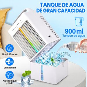 Enfriador de aire cooler 900mL cubre 2m2 ventilador con panel digital táctil y temporizador 2408 carga USB - Imagen 2